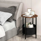 Costway 1/2 PCS Round End Table with Felt Storage Basket Sturdy Metal
