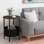 Costway 1/2 PCS Round End Table with Felt Storage Basket Sturdy Metal