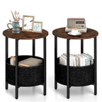 Costway 1/2 PCS Round End Table with Felt Storage Basket Sturdy Metal