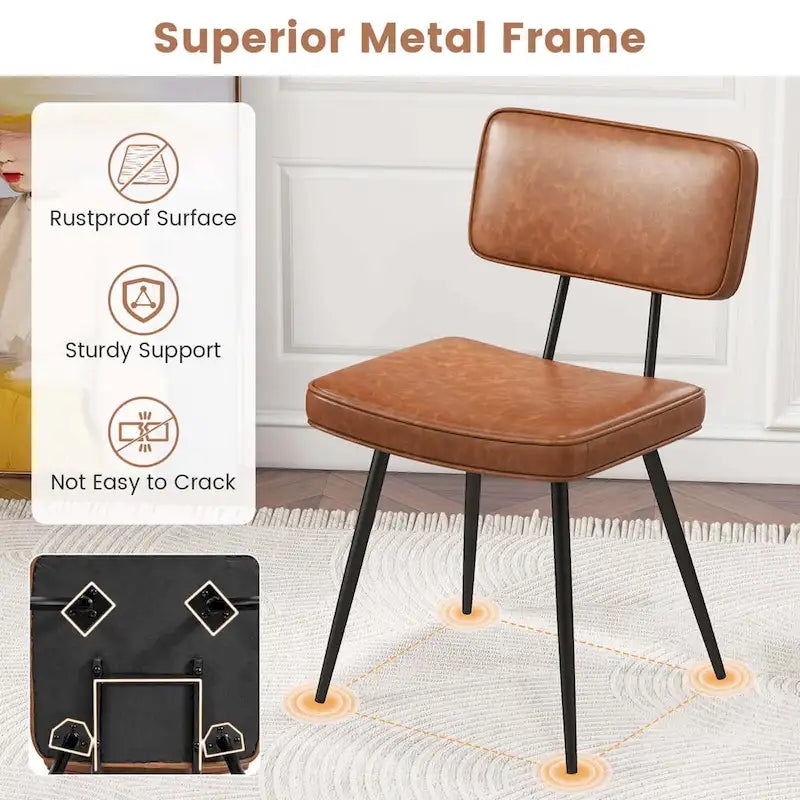 Costway Dining Chairs Set of 2 with PU Leather Cover Filled Sponge - See Details