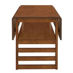 Extendable Wood Dining Table and Chairs Set Mid-Century Modern Dining Table and Chairs Set with 2 Drop Leaves and Storage Shelf