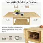 Extendable Wood Dining Table and Chairs Set Mid-Century Modern Dining Table and Chairs Set with 2 Drop Leaves and Storage Shelf
