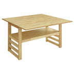 Extendable Wood Dining Table and Chairs Set Mid-Century Modern Dining Table and Chairs Set with 2 Drop Leaves and Storage Shelf
