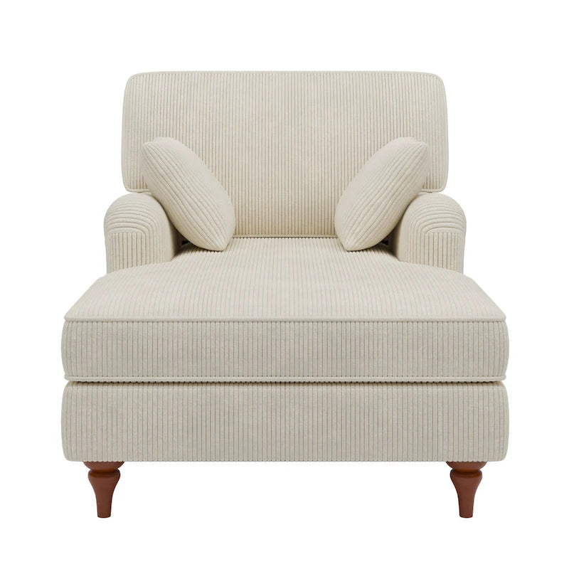 40.5Oversized Chaise Lounge Chair with 2 Comfy Pillows Rolled Arms Corduroy Fabric Sleeper Sofa Chair for Living Room Bedroom