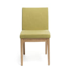 Dining Chair Set of 2, Modern Green Padded Back and Seat, Brown Legs