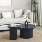 Modern Round Coffee Table Set Double Table Combination Coffee Table with Fluted Table Leg, for Living Room
