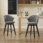 Swivel Bar Stools Set of 2, Upholstered Dining Room Chairs with Wide Backrest, Counter Height Chair with Metal Legs