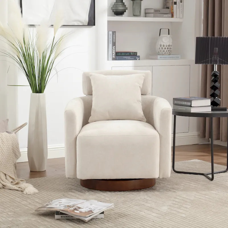 360 Degree Accent Swivel Chair,Chenille Upholstered Arm Chair