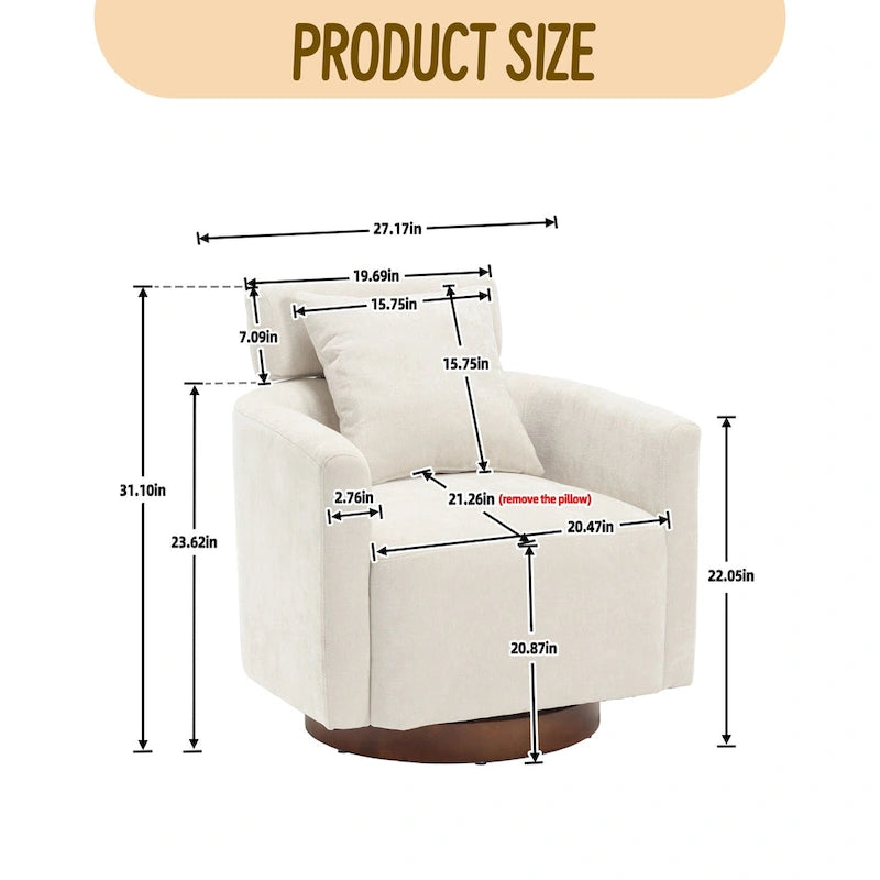 360 Degree Accent Swivel Chair,Chenille Upholstered Arm Chair