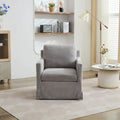 Chenille Upholstered Swivel Accent Chair wSkirted and Metal Base