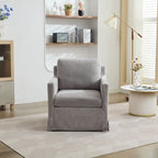 Chenille Upholstered Swivel Accent Chair wSkirted and Metal Base