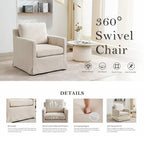 Chenille Upholstered Swivel Accent Chair wSkirted and Metal Base
