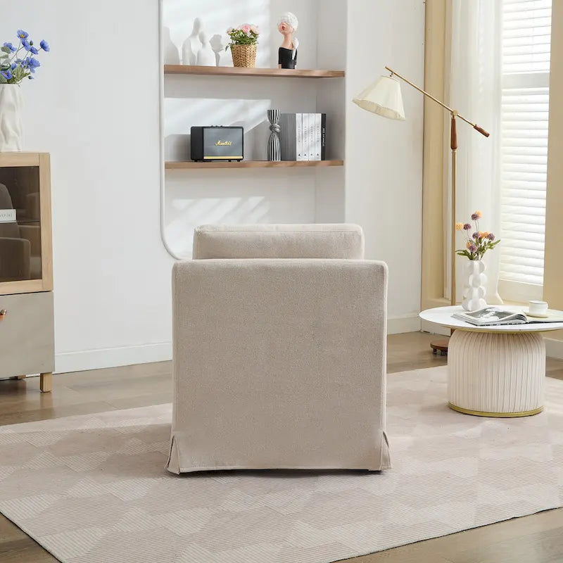Chenille Upholstered Swivel Accent Chair wSkirted and Metal Base