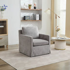 Chenille Upholstered Swivel Accent Chair wSkirted and Metal Base