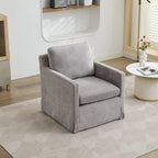 Chenille Upholstered Swivel Accent Chair wSkirted and Metal Base