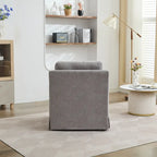 Chenille Upholstered Swivel Accent Chair wSkirted and Metal Base