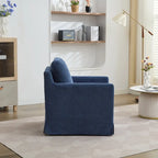 Chenille Upholstered Swivel Accent Chair wSkirted and Metal Base