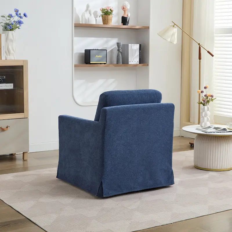 Chenille Upholstered Swivel Accent Chair wSkirted and Metal Base