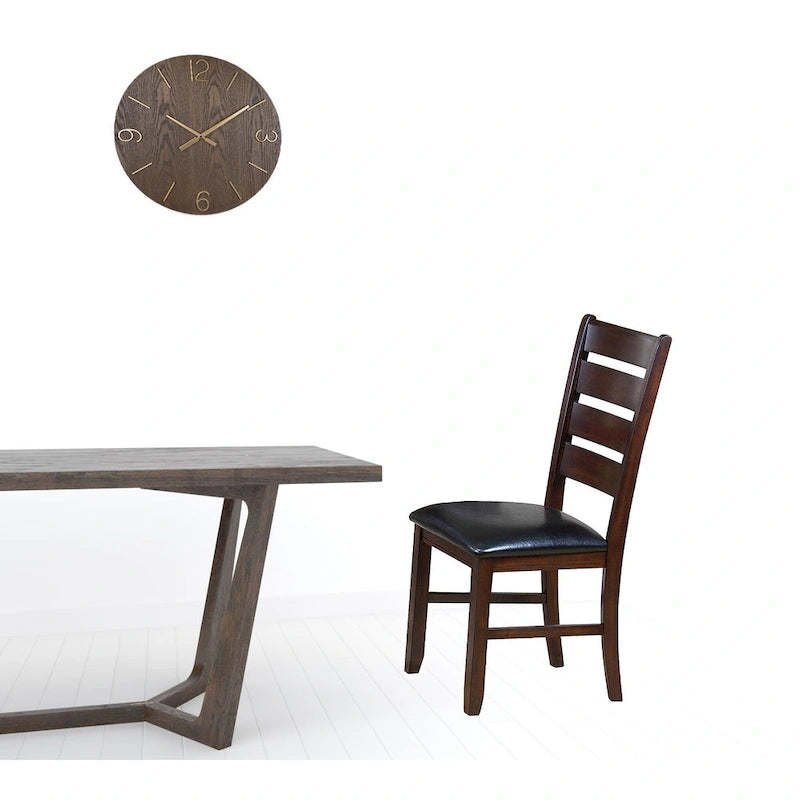 Faux Leather Ladder Back Side Chairs and Solid Wood Set of 2 - 23 L x 20 W x 40 H