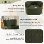 360 Swivel Chair, Upholstered Barrel Chair with Adjustable Headrest Modern Swivel Round Sofa Chair for Living Room