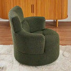 360 Swivel Chair, Upholstered Barrel Chair with Adjustable Headrest Modern Swivel Round Sofa Chair for Living Room