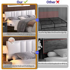 Upholstered Bed Frame with Height Adjustable Headboard,with RGB LED Light and Charging Hub