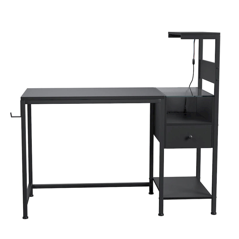 Computer Desk with Power Outlet & Storage Shelves