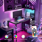 Computer Desk with Power Outlet & Storage Shelves