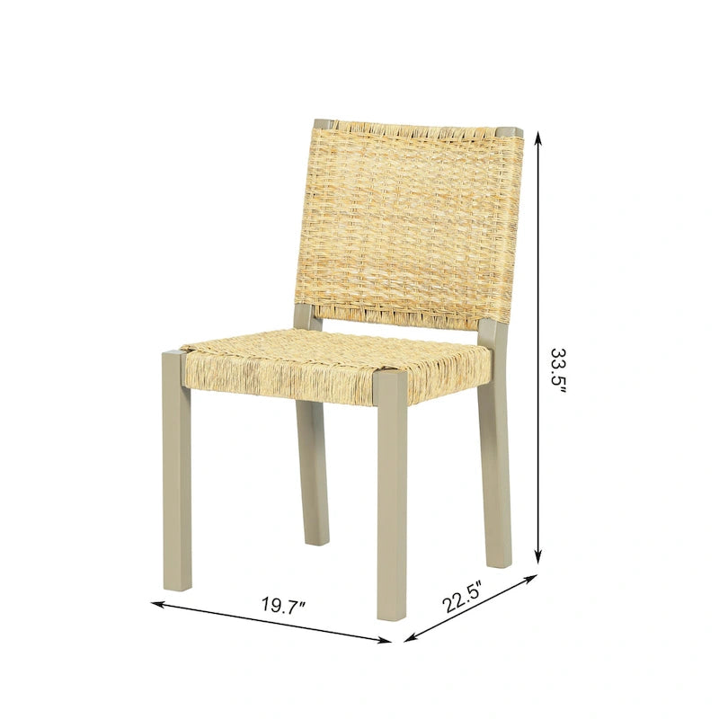 Farmhouse Wood Dining Set of 4, Extendable Kitchen Table Set with 2 Curved Backrest Chairs and Rattan Bench for 4-8 Guests