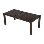 Farmhouse Wood Dining Set of 4, Extendable Kitchen Table Set with 2 Curved Backrest Chairs and Rattan Bench for 4-8 Guests