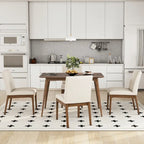 Dining Room Set of 5, Kitchen Set with Wood Frame Dining Table and 4 Upholstered Chairs for Dining Room Restaurant
