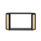 Arrow-Shaped Design Console Table Entryway Table with Open Shelf, Rattan Sofa Table Accent Table for Living Room Hallway