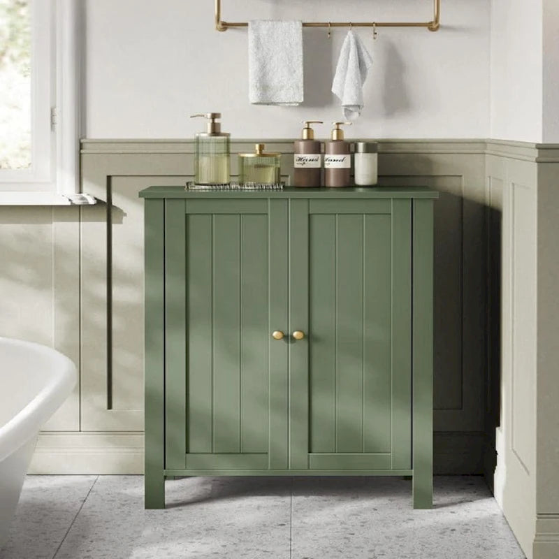 Modern Forest Green Storage Cabinet for Bathroom Adjustable Shelves and Space-Saving Design - 11.8D x 23.6W x 31.5H