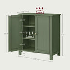 Modern Forest Green Storage Cabinet for Bathroom Adjustable Shelves and Space-Saving Design - 11.8D x 23.6W x 31.5H