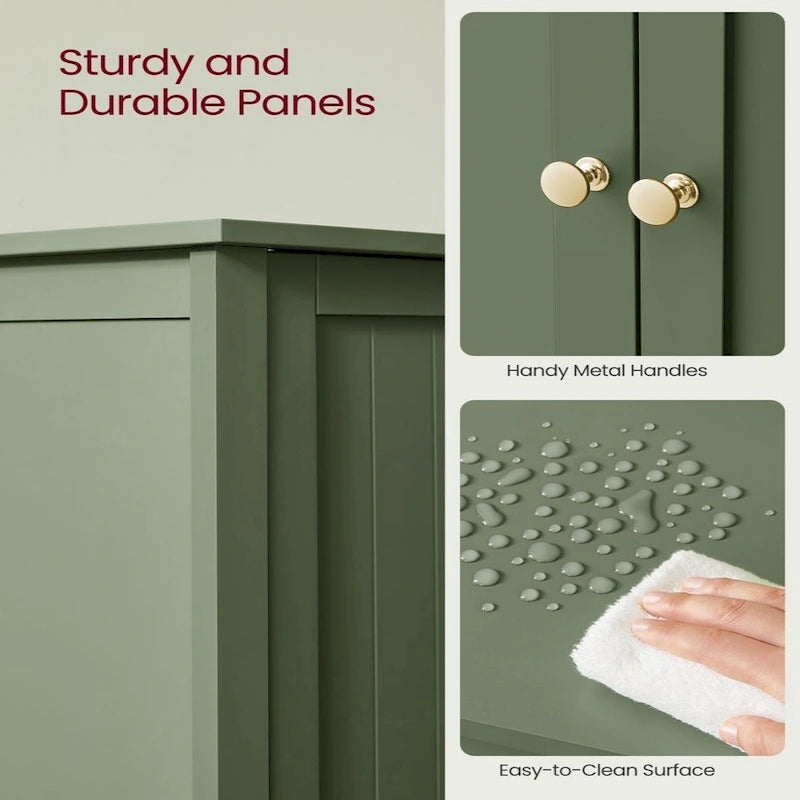 Modern Forest Green Storage Cabinet for Bathroom Adjustable Shelves and Space-Saving Design - 11.8D x 23.6W x 31.5H