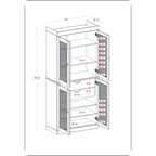 Palace Imports 100% Solid Wood Pantry Cabinet with Frosted Glass Doors, 2-Drawers and Adjustable Shelves - 32 x 71.5