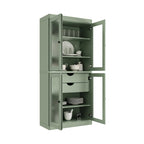 Palace Imports 100% Solid Wood Pantry Cabinet with Frosted Glass Doors, 2-Drawers and Adjustable Shelves - 32 x 71.5