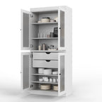 Palace Imports 100% Solid Wood Pantry Cabinet with Frosted Glass Doors, 2-Drawers and Adjustable Shelves - 32 x 71.5