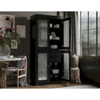 Palace Imports 100% Solid Wood Pantry Cabinet with Frosted Glass Doors, 2-Drawers and Adjustable Shelves - 32 x 71.5