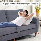 82.68 in. L Corduroy Mid-Century Modern Rectangle 2-Seater Loveseat with Square Arm