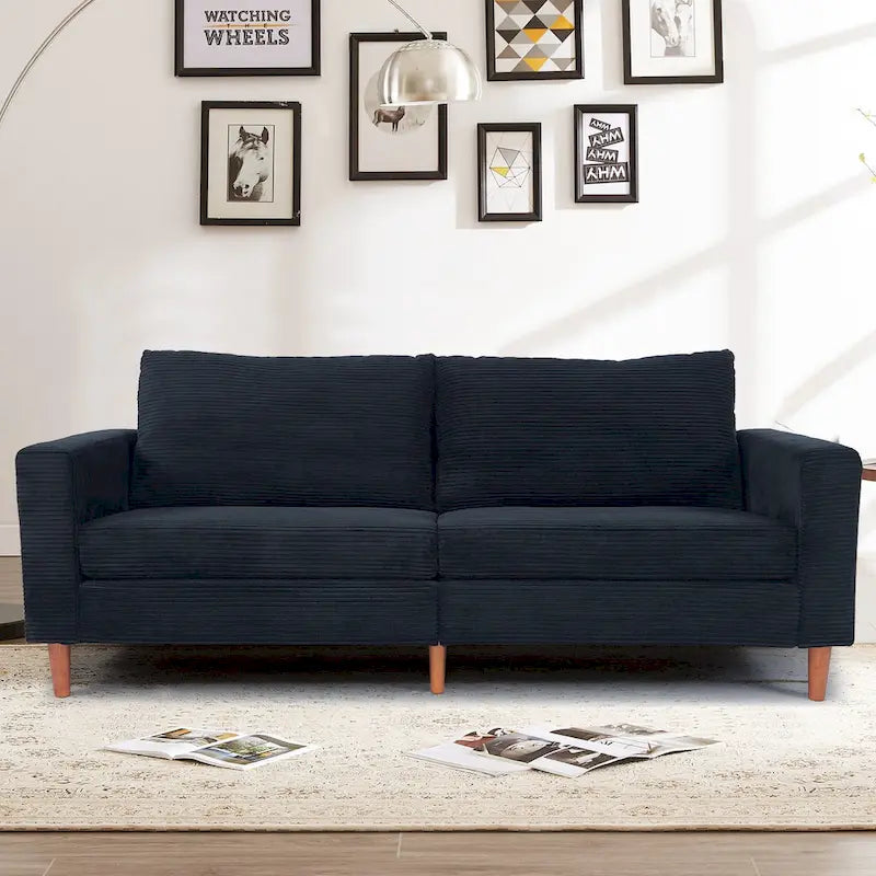 82.68 in. L Corduroy Mid-Century Modern Rectangle 2-Seater Loveseat with Square Arm