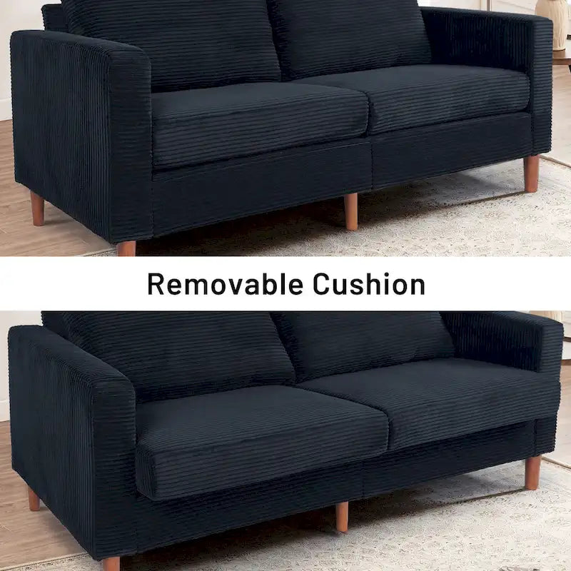 82.68 in. L Corduroy Mid-Century Modern Rectangle 2-Seater Loveseat with Square Arm