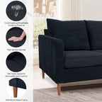 82.68 in. L Corduroy Mid-Century Modern Rectangle 2-Seater Loveseat with Square Arm
