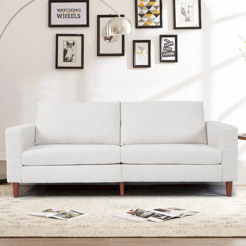82.68 in. L Corduroy Mid-Century Modern Rectangle 2-Seater Loveseat with Square Arm