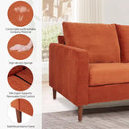 82.68 in. L Corduroy Mid-Century Modern Rectangle 2-Seater Loveseat with Square Arm