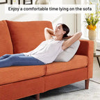 82.68 in. L Corduroy Mid-Century Modern Rectangle 2-Seater Loveseat with Square Arm