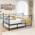 Modern Style Twin Size Metal Daybed with Trundle for Kids or Guest for Bedroom