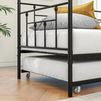 Modern Style Twin Size Metal Daybed with Trundle for Kids or Guest for Bedroom