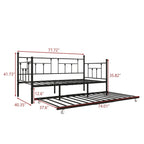 Modern Style Twin Size Metal Daybed with Trundle for Kids or Guest for Bedroom