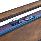Queen Size Metal Platform Bed with LED Lights and Wooden Headboard